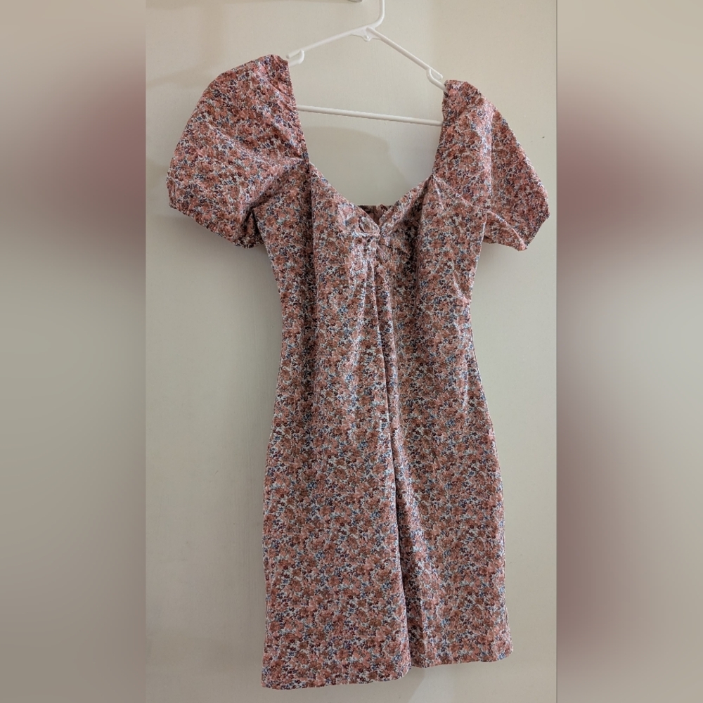 Abercrombie & Fitch Pink Floral Puff Sleeve Short Dress Size Small